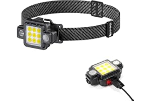 PYue Head Torch Rechargeable, Detachable Super Bright LED Headlamp Headlight with Magnetic 5 Light Modes IPX4 Waterproof COB Light for Power Cuts, Emergency, Running, Hiking etc