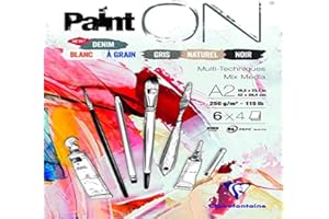 Clairefontaine 975412C - Bloc de papel de dibujo con 24 hojas 42 x 59 cm, 4 cm, 250 g, colores surtidos (4 hojas en blanco, grano, gris, natural, negro y vaquero)