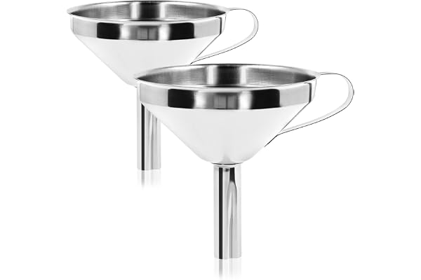 com-four® Entonnoir en acier inoxydable 2x - Entonnoir avec poignée - Aide au remplissage des verres et des bouteilles - Ø 10 cm (002 pièces - acier inoxydable)