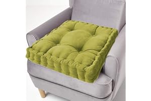 ping bu Cojín elevador de asiento 100 % algodón, 10 cm de grosor, cojín cuadrado grande de 50 cm para adultos, silla, sillón, jardín (50 x 50 cm, verde)