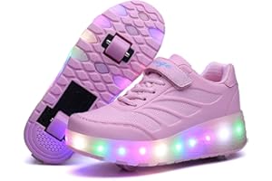 HEELYSTONG Boys and Girls LED Roller Skates Shoes with Double Wheels Trainers Technical Retractable Skateboarding Shoes for Kids Light up Shiny Luminous Sneakers