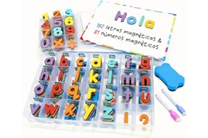 SMART PANDA Letras y Números Magnéticos para Niños - Conjunto Completo: 182 Letras y 81 Números y Símbolos - Imanes Gruesos de Espuma para la Nevera - Incluye 2 Cajas, Pizarra Magnética, Rotuladores y Borrador