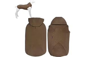 Kickred Dog Hoodies, Dog Coat with Hat & Pocket & Leash Hole, Soft and Breathable Doggy Sweater for Medium Large Dogs, Winter Dogs Clothes Without Sleeves (Brown, XXL)