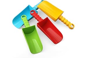 DILABNDA Sand Beach Shovels Sandbox Toys for Kids Toddlers, 4PCS Jumbo Sand Shovels Beach Tools for Backyard Sandbox Sandtable Garden, 25cm Colorful Spade for Digging Sand Snow