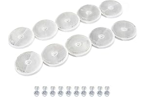 TAEUYYM 10 x Catadioptrico Redondo Blanco Remolque, Catadioptrico Redondo Remolque Apriete de Tornillo, Reflectores Redondo Blanco, para Camión RV Caravana Coche Remolque Tractor Moto (Blanco)