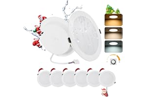Grebeam Lot de 6 Spot LED Encastrable Dimmable 16W, Spot Salle de Bain, IP44, Rond, 3000K/4000K/6000K, spot LED Extérieur pour Cuisine Salon, Trou Ø145-160mm