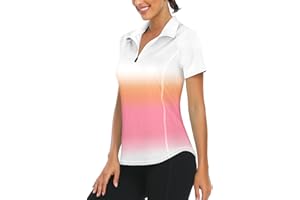 Syphiby Gym Top Women Short Sleeve Polo Shirts 1/4 Zip Up Moisture Wicking Golf Tops Sports Workout Running Tshirt S-XXL