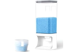 Accmuzzy 1.5L Waschpulver Aufbewahrung, Doppelter Waschmittel Spender, Wäscheaufbewahrung mit 1 Tassen, Wandmontage, Waschpulver-Wäschebehälter mit Deckel für Feenduft, Booster-Perl