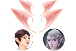 CCINEE 2 Pairs Fairy Pixie Elf Spirit Elf Ears Christmas LARP Santa Costume Ball Cosplay Party, 1.97 inch and 2.75 inch