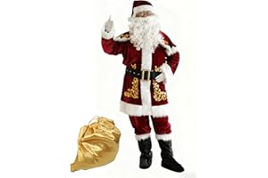 ABICULA Disfraz de Papá Noel para Hombre Traje de Navidad Adulto Ropa de Papá Noel Santa Claus Christmas Suit Adulto Hombre