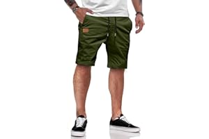 JMIERR Kurze Hosen Herren Shorts Herren Sommer Chino Baumwolle Elastische Taille mit Taschen