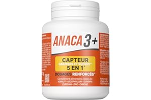 Anaca 3+ - Capteur Graisse Et Sucres 5 En 1 - Complément Alimentaire - Dosages Renforcés - Métabolisme Graisses(3)- Plantes & Minéraux - Programme Minceur 30 Jours - Fabriqué En France - 120 Gélules