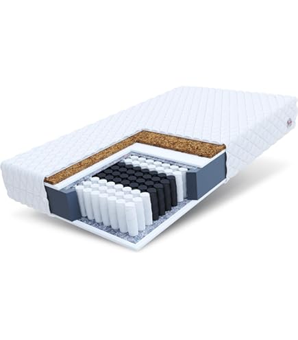 FDM Laval MAX Pocketveringmatras, 90 x 200 cm, matras, 7 zones, zeer elastisch HR-comfortschuim, kokos, hardheidsgraad H2/H4, middelzacht/hard), 26 cm hoogte, dubbelzijdig afneembare overtrek, wasbaar