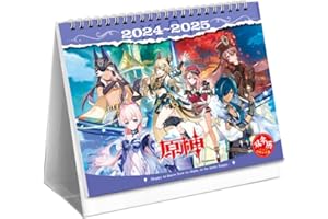MAYDEE 2024-2025 Genshin Impact Bi-Annual Calendar Desk Calendar, Countdown Calendar Anime Figur Beautifully Illustrated Desk Decoration