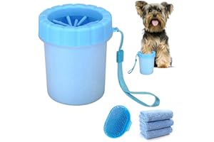 LIAMCUTE Pfotenreiniger für Hunde, Weich und Komfortabel Paw Cleaner, Tragbare Silikon Haustierpfotenreiniger, mit 3 Handtuch für Katzen und Hunde Paw Washer(blau)