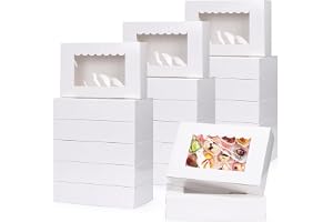 GXFCING 24 stycken vita kaklådor med visningsfönster 21,5 x 14 x 5,1 cm kaklådor bakverk kartong transportlåda presentförpack