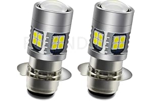 Ruiandsion 2pcs H6M LED Motorbike Headlight Bulb DC 6V 12V Universal Super Bright 3030 22SMD Chips 6-30V P15D Motorcycle LED Headlight Bulb with High Low Beam,White