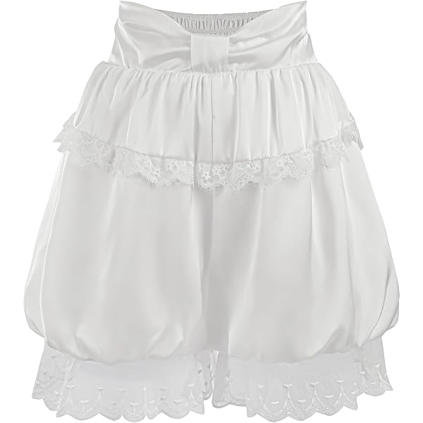 CR ROLECOS Pantaloni Vittoriani Lolita Bloomer Per Donna, Modello Zucca, Bianco, Taglia S, In Cotone, Con Vita E Orlo Pieghettati - 2