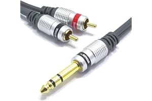 Kabel Jack 6,3 Stereo na 2x RCA 1,5m VITALCO Przewód Duży Jack 6,3mm TRS 2x Cinch
