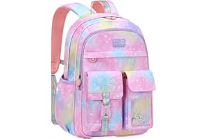 VIDOSCLA Cute Coloful Casual Daypack for Girls,Teens Elementary School Backpack,Primary Book Bags forTeens Gradient pink-L