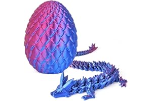 OSDUE 3D Printed Dragon Egg Desk Toy, Bendable and Flexible With Removable Mystery, Fidget Toy for Easter Egg Hunt, Kids Home Office Decor (Laser Violet)