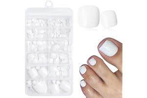 KAHZOR 120 pezzi Unghie Finte Corte Bianche per Piedi, con etichette adesive, Quadrate Opache, Copertura Completa, Press on Nail, Colla per Finte, Gel Unghie Adesive (bianco)