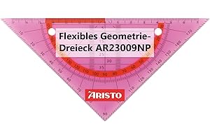 ‎ARISTO Aristo AR23009NP Flex Geometrie-Dreieck (Hypotenuse 16 cm, flexibel, nahezu unzerbrechlich, Facetten, Lochung zum Abheften, Kunststoff) neon pink