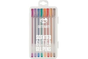 Tinc Glitterarty Liquid Gel Pens for Kids | Set of 8 Different Glittery Colours with a Fruity Fragrance | Includes Snap Shut Carry Case | Great for School, Home & Trips - Pack of 8, GLITGLPN