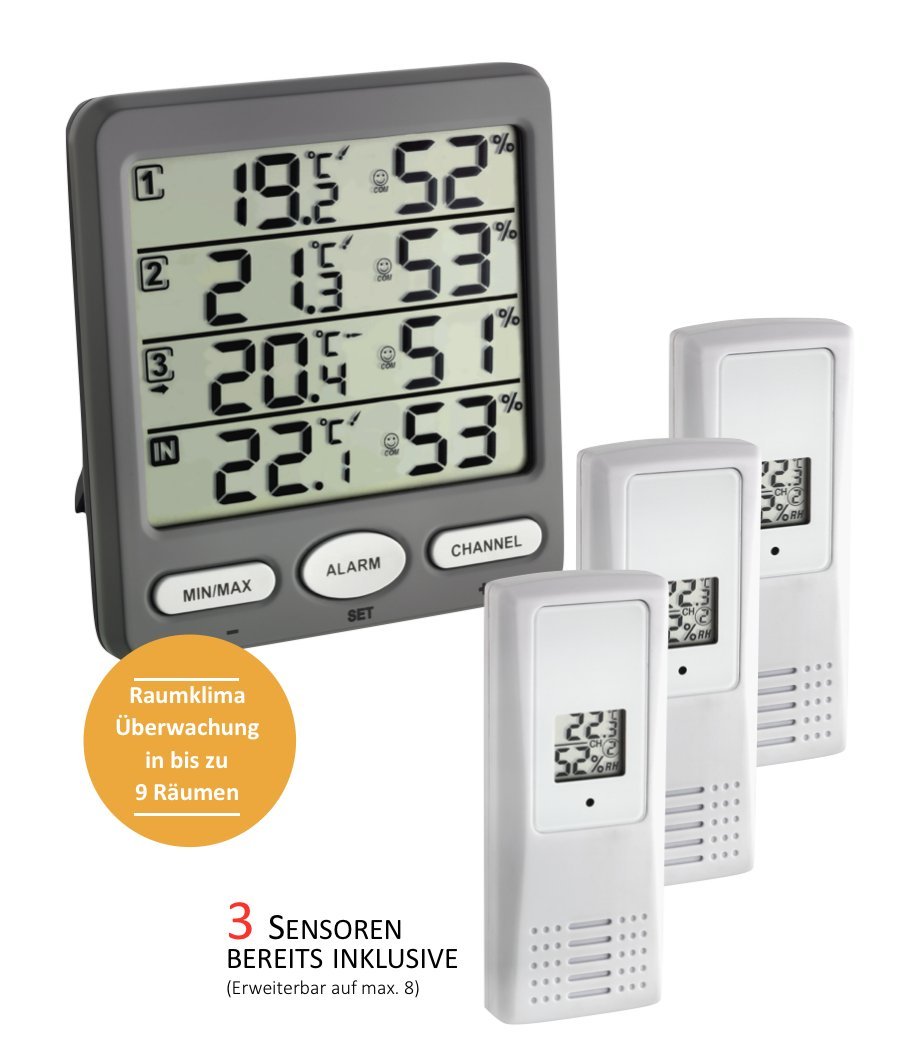 TFA Dostmann Funk-Thermo-Hygrometer Klima-Monitor TFA 30.3054 Raumklimakontrolle – Bild 3