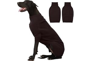 IECOii Pull de Noël pour chiens de très grande taille comme les filles et les garçons, à col roulé en tricot, facile à enfiler, chandail pour doberman, danois allemand (marron, XXXXXL)