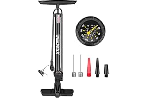 WEIDMAX Bomba de aire bicicleta, Bomba de Bicicleta ergonómica con Manómetro, Bomba de suelo para bicicleta Bomba de neumático de bicicleta portátil, Inflador Bicicleta de Alta presión para Válvulas Presta y Schrader