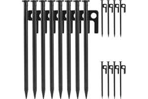 JMIATRY 16 piquetas Camping Suelo Duro 20 cm, piquetas Camping, piquetas para Suelos Duros, Bosques, Pradera