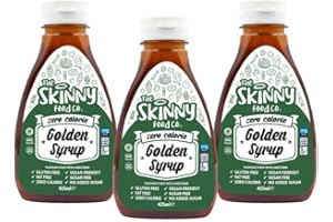 The Skinny Food Golden Syrup x3 - Gluten Free & Sugar Free - Low Calorie, Diabetic Food Friendly - Golden Syrup Zero Calorie - Perfect for Vegan Food - Coffee Syrup Sugar Free 3 Pack + Cheeroo Magnet