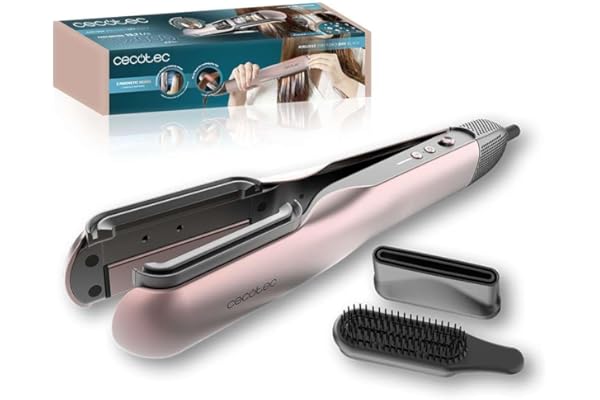 Cecotec Plancha de Pelo con Aire AirLisse 2in1 ForceDry Black. 1120000RPM, Flujo de Aire 19,7 Litros por Segundo, 2 Cabezales Imantados, Plasma, Motor Brushless, 4 Temperaturas y 2 Velocidades