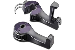 Youery 2 Stück Heckhaken für Autositze Mit Handyhalterung, 2 in 1 Kopfstützen Haken Taschenhalter, 360° Drehung Haken für Autositze, Tragbare Veranstalter Inhaber Haken für Auto Rücksitz (Schwarz)