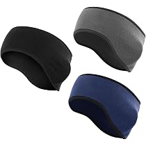 Fascia Termica Invernale Per Orecchie | Paraorecchie Sportivo Unisex In Pile Elastico | Scaldaorecchie Per Corsa, Sci, Moto | Nero/Grigio