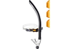CAPAS Training Swim Snorkel for Lap Swimming, Swivel Headband Ultimate Fit Center-Mount Swimmers Snorkel with Liquid Silicone Mouthpiece Adjustable Strap, Designed for Adult Men Women