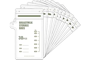 SJBAUTYO 30 Stück Muttermilchbeutel,200ML Muttermilch Aufbewahrung, Vorsterilisiert, Selbstständig, Auslaufsicher, Verdicktem Design, BPA Frei