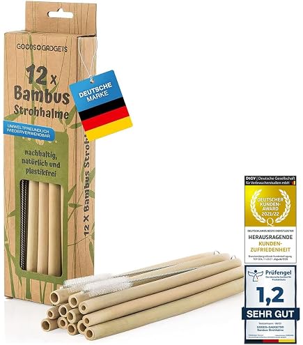 Bambaw Bambus Strohhalme, Wiederverwendbare Trinkhalme, Biologisch  abbaubare Strohhalme Ohne Plastik, Reinigungsbrste Fr Trinkhalme, 6 x 13  cm + 6 x 22 cm, 12er-Pack : Amazon.de: Kche, Haushalt & Wohnen