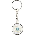 Handmade Forget Me Not Keyring with Cotswold Pressed Flowers. Silver Keychain.