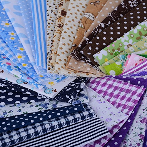 (100% Baumwolle) 42 Stück 6 Farbsystem Patchwork Stoffe 25 x 25 cm Bunte Baumwollstoff Set Stoffpaket DIY Baumwolltuch Stoffreste Paket Stoffpakete - 7