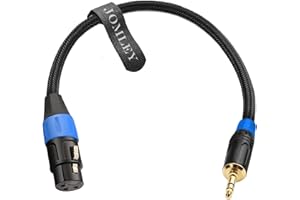 JOMLEY XLR a Cable balanceado de 3,5 mm, Cable adaptador XLR hembra a 3,5 mm, Cable de audio mono estéreo Mini Jack de 1/8 pulgadas a XLR hembra para micrófonos de condensador - 30 cm