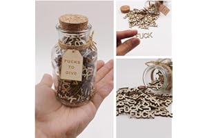 HARDINOX Fucks to Give in a Bottle(5oz) - Fucks Wooden Cutouts Letter Piece, Jar of Fucks Gift for Valentine's Day/Birthday Day/Chrismas/Halloween/Holiday,Bad Mood Vent Release Pressure Funny Gag Gift Jar