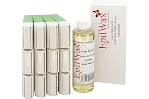 EpilWax - Lot de 12 x Roll On Cire Epilation à l'Aloé Vera + 100 x Bandes d'Épilation + Huile après Épilation - Jambes, Aisselles, Corps - Facile à étaler et à Retirer