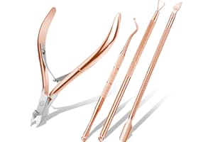 ACWOO 4PCS Alicate para Cutículas y Herramienta de Cortador de Cutículas Profesional, Pinza de Acero Inoxidable para Las Uñas de Dedos de Manos y Pies
