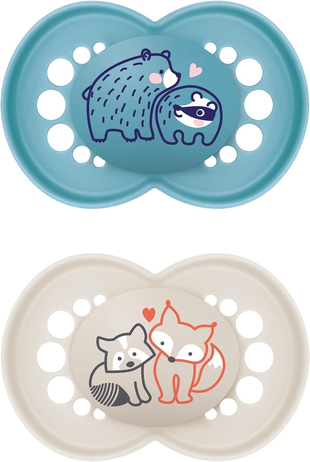 MAM Original Soothers | 6-18 Months | 2 Pack | Comes in Dummy Steriliser Case | Orthodontic Design | Sustainable Materials | Baby Accessories | Blue (Various Designs)