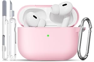 TNSNK Hülle für AirPods Pro 2/1. Gen with Cleaner Kit, Silikon Protection Case for Apple Airpods Pro 2019 (2023 USB-C/Lightning Cable) with Keychain [Support Wireless Charging]-Pink