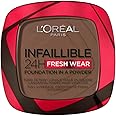 L'Oréal Paris Infallible 24H Fresh Wear Foundation in a Powder, Full-coverage, Longwear, Weightless Smooth Finish, Water-proof and Transfer-proof, 390 Ebony