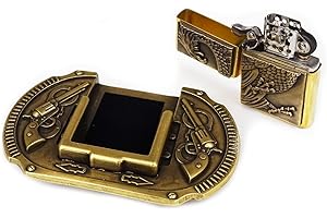 Westernwear-Shop Fire It Up - Western & Vintage Style Gürtelschnalle mit Feuerzeug - Gürtelschließe Belt Buckle Westerngürtelschnalle, Silber, Einheitsgröße