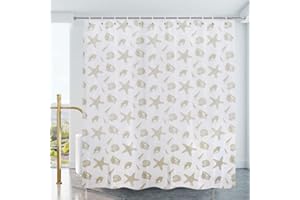 YISURE Extra Long Shower Curtain 220cm Drop, Extra Wide Shower Curtain 200cm, Wet Room Shower Curtain 200x220cm Shell Pattern Printed Water-repellent Machine Washable Shower Curtain